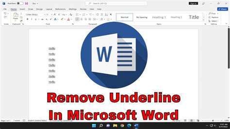 how to remove underline in word document
