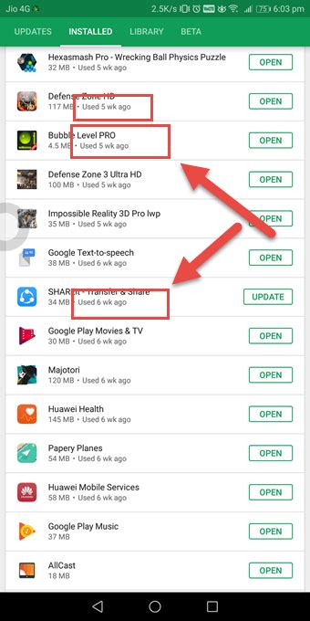 how to remove unused apps on android