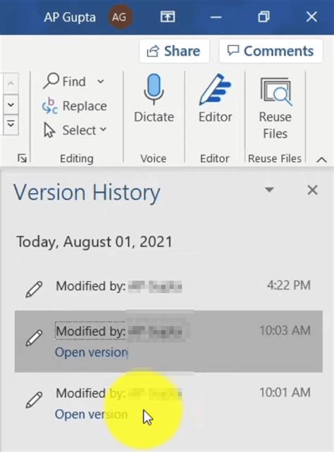 how to remove version history from word document