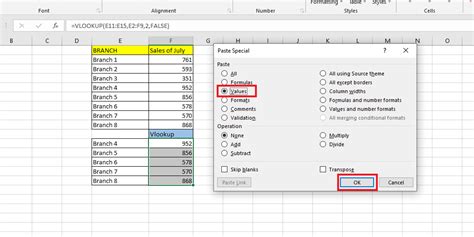 how to remove vlookup formula in excel shortcut