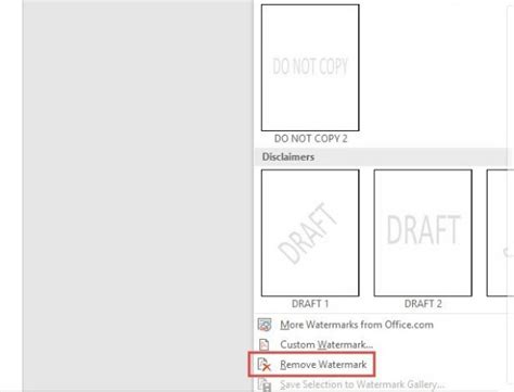 how to remove watermark from all pages in word