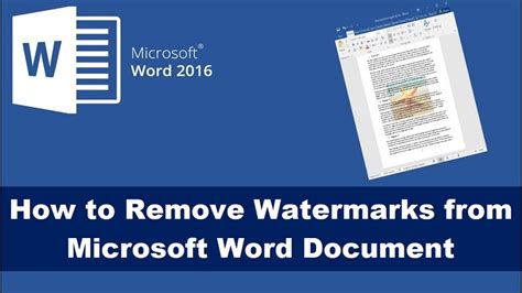 how to remove watermark from microsoft word document