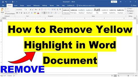 how to remove yellow highlighted text in word