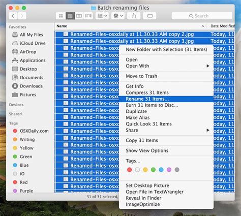 how to rename a batch of files on mac