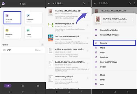 how to rename a pdf file on android