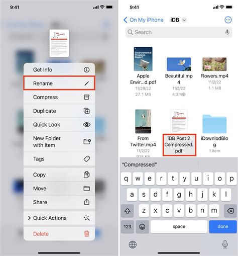 how to rename excel file on iphone