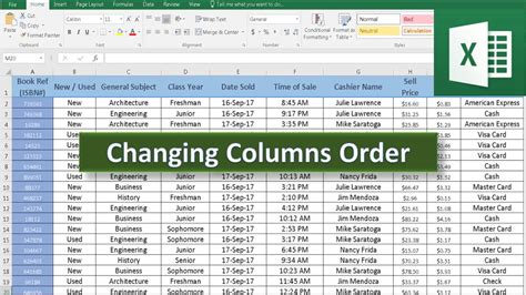 how to reorder columns in excel table