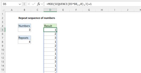how to repeat a number sequence in excel