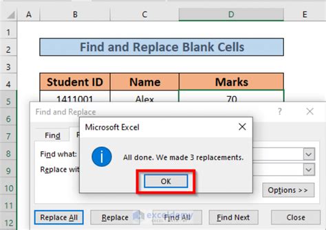how to replace blank cells with - in excel