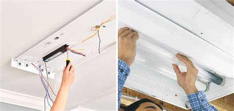 how to replace fluorescent light fixture in ceiling