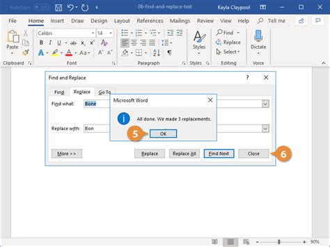 how to replace selected text in word