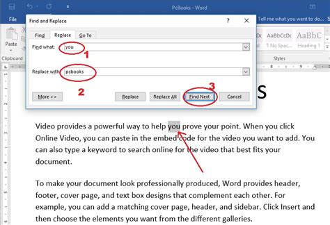 how to replace words in word doc