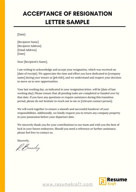 how to reply to a resignation letter sample
