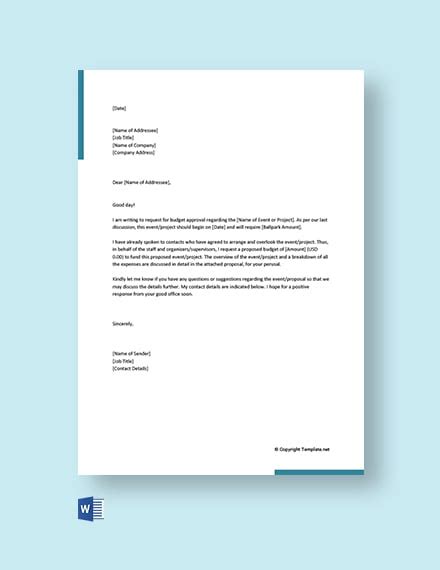 how to request budget letter