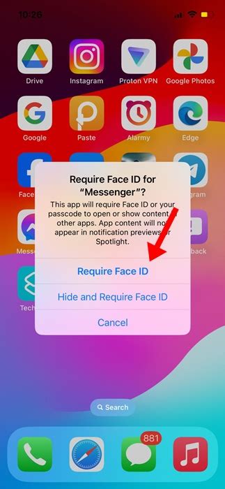 how to require face id to open apps on iphone