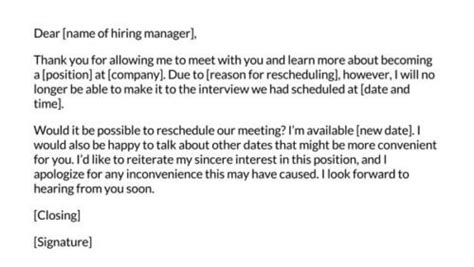 how to reschedule interview email