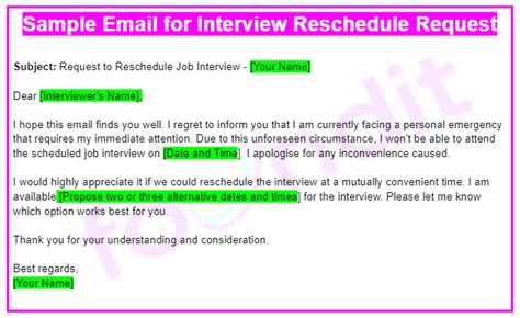 how to reschedule interview email sample