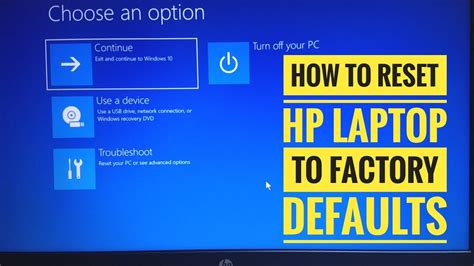how to reset computer to factory settings hp