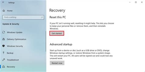 how to reset computer to factory settings windows 10