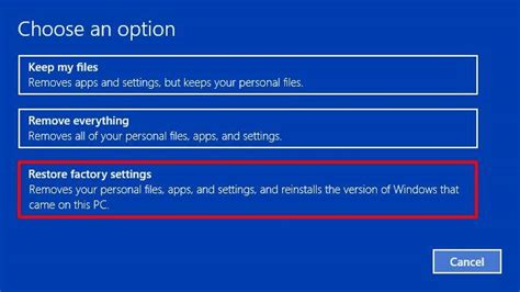 how to reset computer to factory settings windows 10 from startup