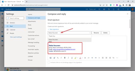 how to reset email signature in outlook