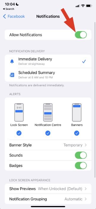 how to reset facebook notifications on iphone