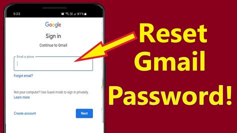 how to reset gmail account in android phone