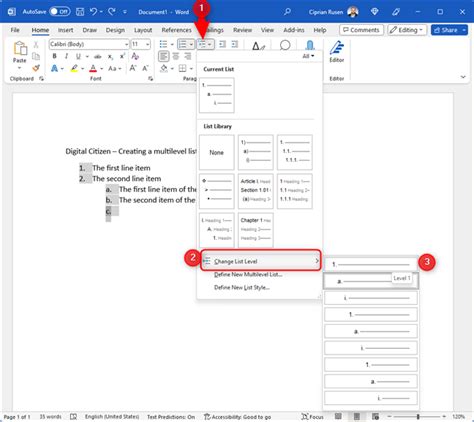 how to reset list in word
