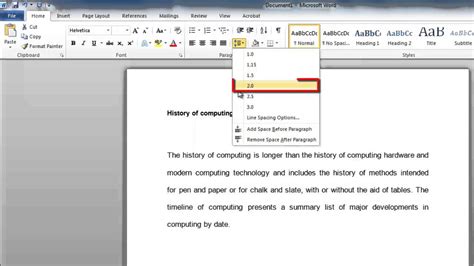 how to reset paragraph spacing in word