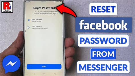 how to reset password using facebook messenger