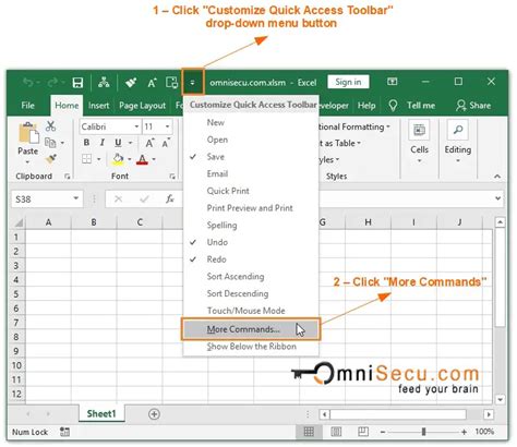 how to reset quick access toolbar excel