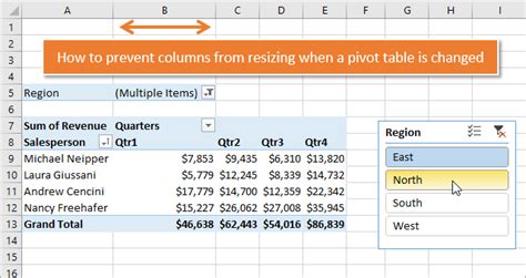 how to resize a pivot table in excel