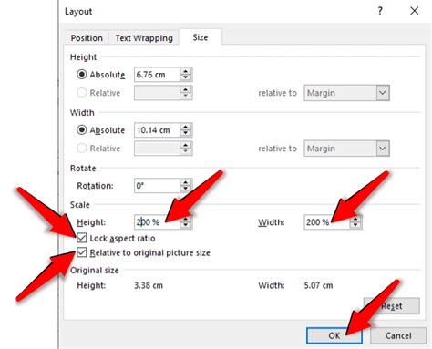 how to resize in word