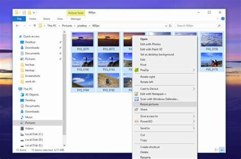 how to resize multiple photos on windows 10