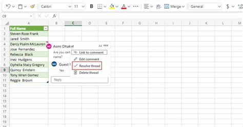 how to resolve all comments in excel
