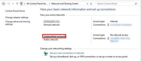 how to resolve unidentified network problem in windows 10