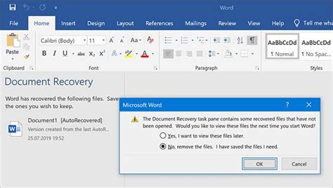 how to restore documents in word