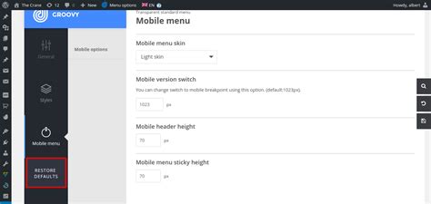 how to restore menu in wordpress