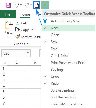 how to restore quick access toolbar in excel