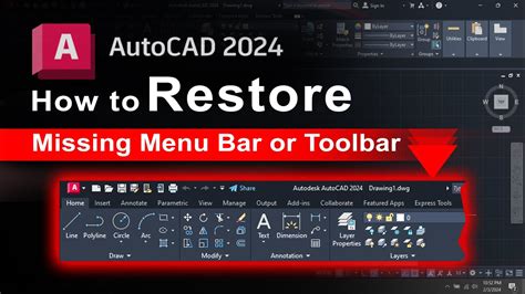 how to restore toolbar in autocad 2024