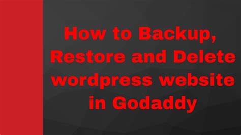how to restore wordpress website godaddy