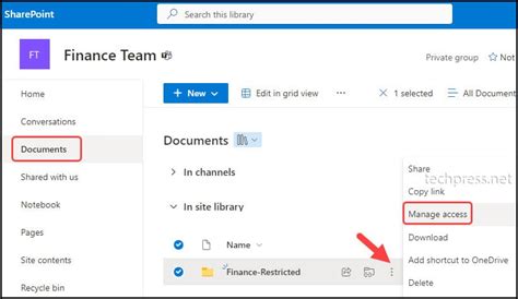 how to restrict access on teams folder