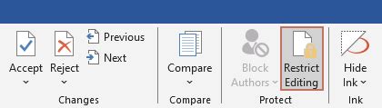 how to restrict editing in word online