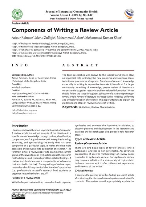 how to review a journal article example pdf
