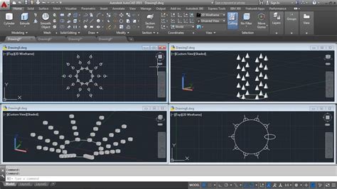 how to rotate polar array in autocad