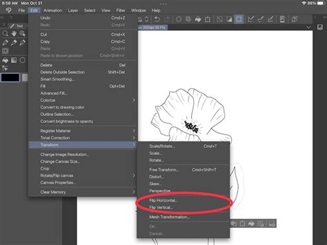 how to rotate selection in clip studio paint
