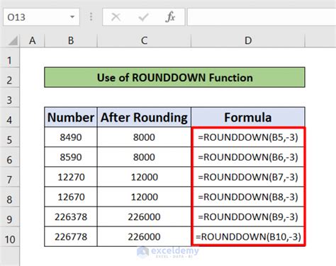 how to round down to thousands in excel