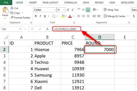 how to round off thousands in excel