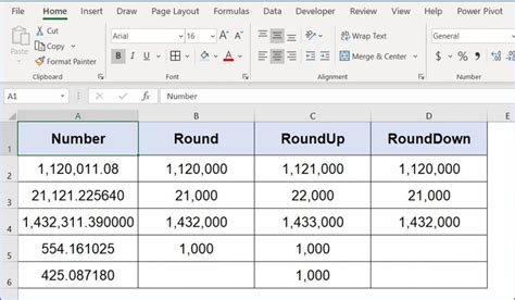 how to round up thousands in excel