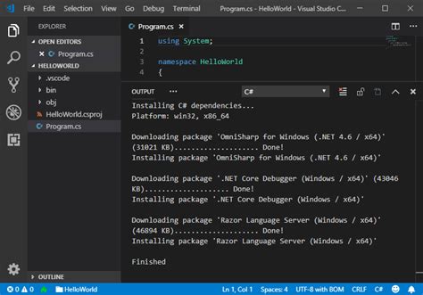 how to run a .net program in visual studio code